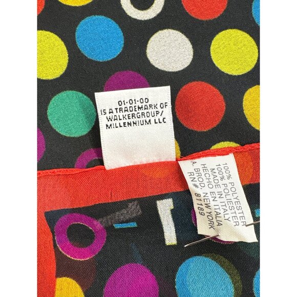 01-01-00 Vintage Polka Dot Silk Scarf 20" Square Made In Italy - Picture 5 of 6